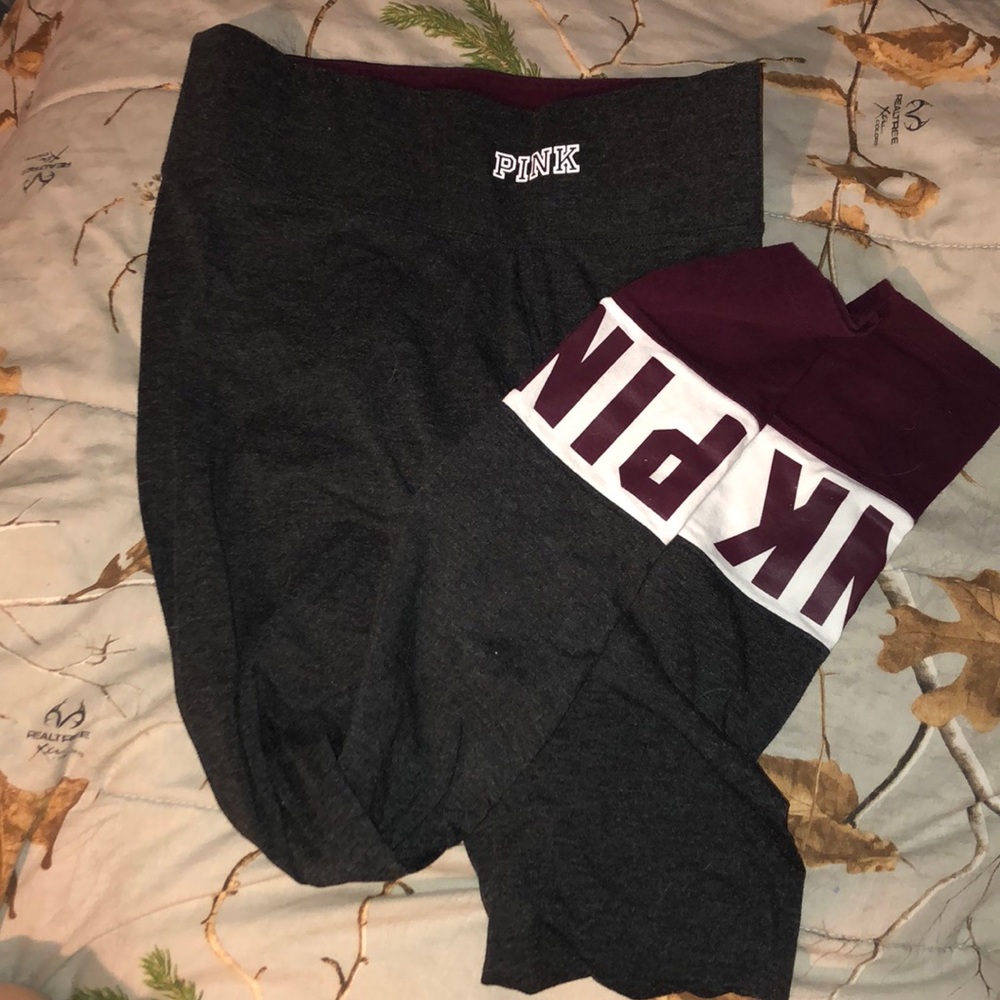 pink gray leggings
